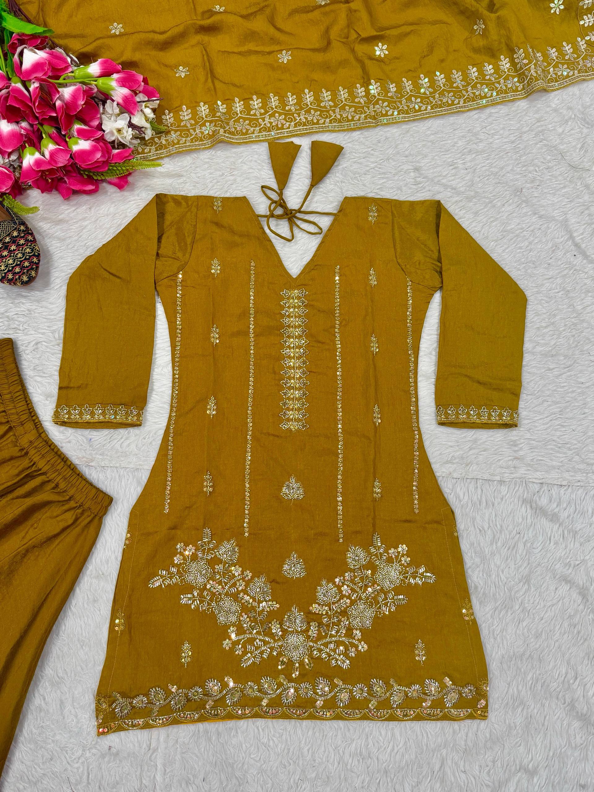 Radiant Ochre Zari-Crafted Silk Couture